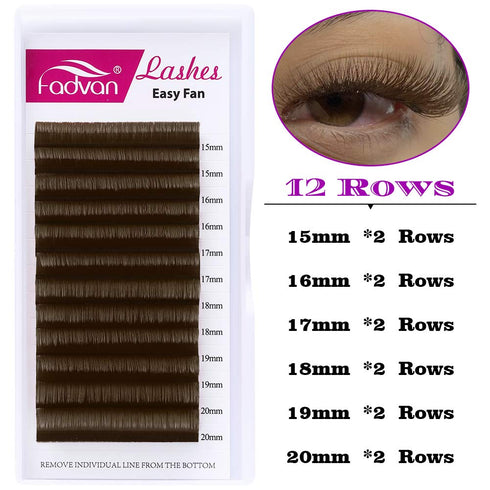 Volume Eyelash Extensions Brown 0.07mm D Curl Color Lashes Mixed Tray 15-20mm Rapid Blooming 3D 4D 5D 6D 8D 10D