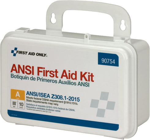 First Aid Only 90754 ANSI A 10-Person Emergency First Aid Kit - 71 Pieces for Home, Work, Travel