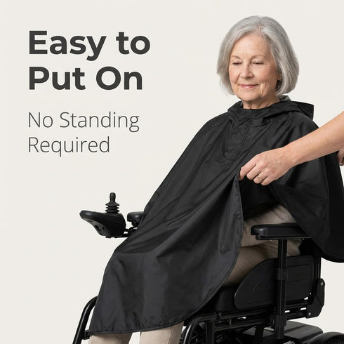 moovon Waterproof Wheelchair Poncho Rain Cover for Electric Wheelchair & Mobility Scooter, Full Body Rain Cape
