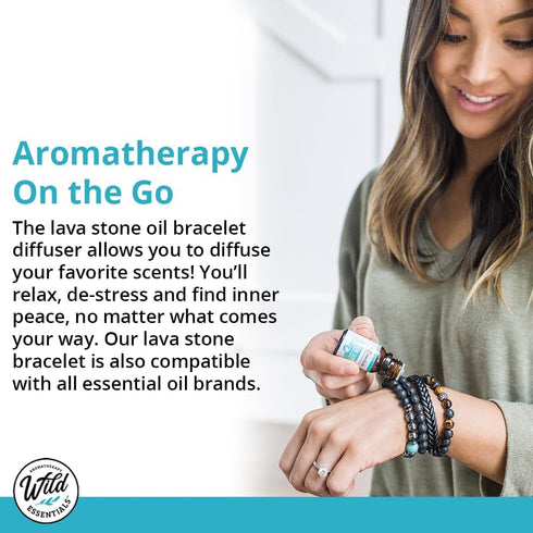 Set Wild Essentials Triple Band Namaste Lava Stone Essential Oil Diffuser Wrap Bracelet, Adjustable, Aromatherapy