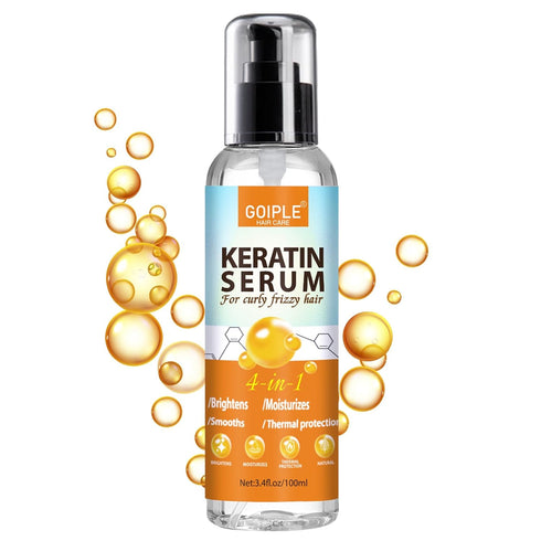 Keratin Protein Hair Serum for Frizzy Hair, Nourishing & Repairing Treatment with Castor Oil for Shine