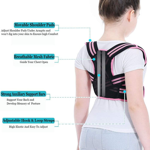 Lexniush Professional Posture Corrector for Kids, Adjustable Upper Back Brace for Teenagers, Pain Relief