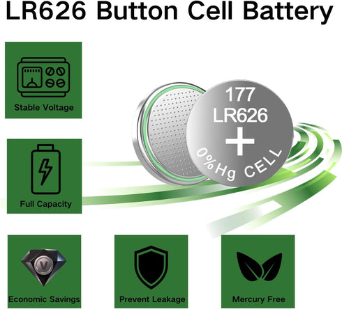 Toyohira SR626SW 20 Pack, 377 AG4 LR626, 1.5V Battery Watch Batteries - Long-Lasting Replacements for Timex Casio Seiko
