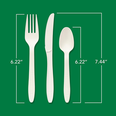 ECOSAVE Heavy Duty Assorted Cutlery, White, 24 Count, Pack of 1
