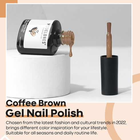 modelones Gel Nail Polish, 15ML Caramel Coffee Brown Gel Polish, Soak Off LED Neutral Nail Gel for DIY Nail Art