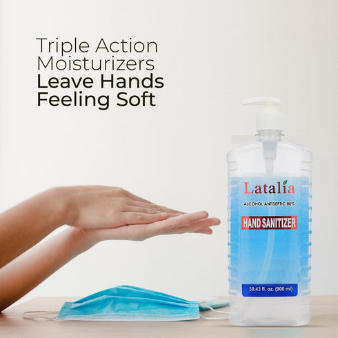 Pack 2 (900ml, 30 oz) Latalia Hand Sanitizer - off Travel Hand Sanitizers - Unscented Mini Clean Scent Non-Drying