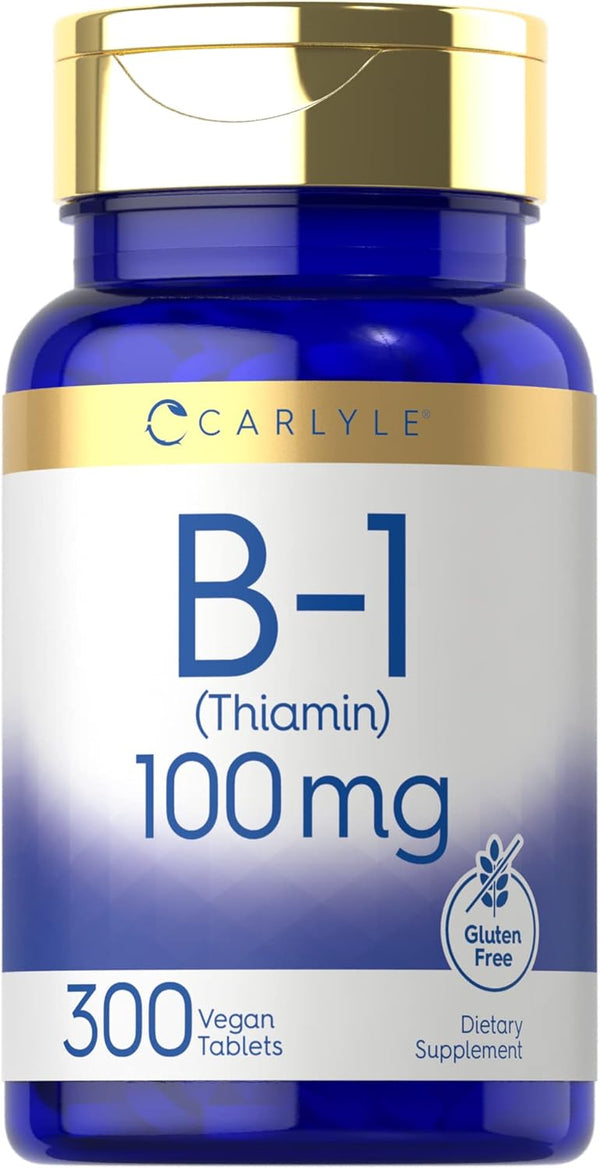 Carlyle Vitamin B-1 | 100mg | 300 Tablets - Non-GMO and Gluten Free Thiamin Supplement