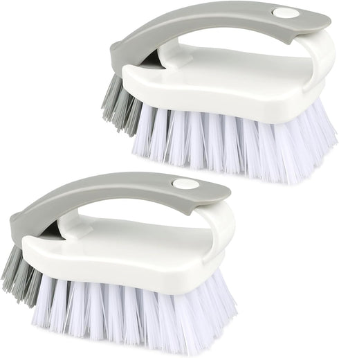 Scrub Brushes for Cleaning - Stiff Bristle Hand Brushes for Shower Shoes Kitchen Floor Carpet (2 Pack)