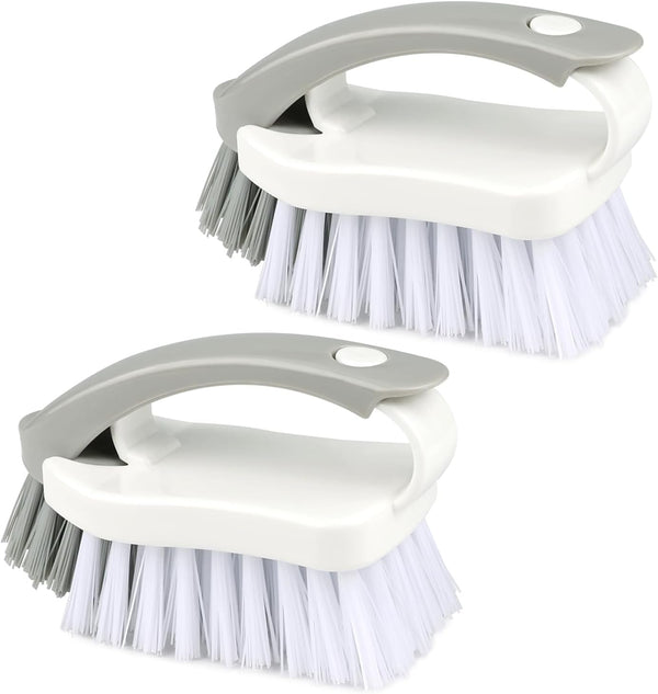 Scrub Brushes for Cleaning - Stiff Bristle Hand Brushes for Shower Shoes Kitchen Floor Carpet (2 Pack)