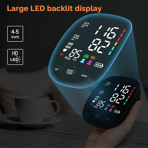 Blood Pressure Monitor, Automatic Upper Arm Cuff, 9"-21" Adjustable, Dual User 240 Set Memory, Digital BP Machine