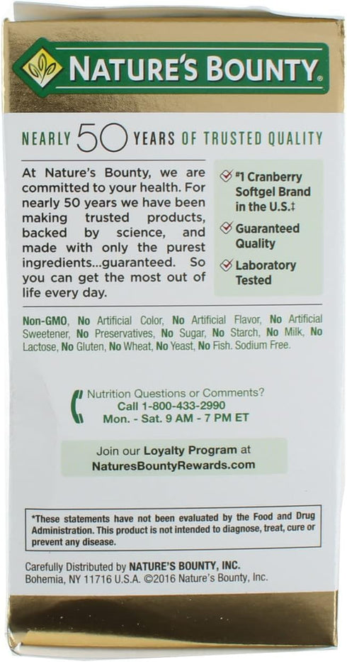 Nature's Bounty Cranberry Dietary Supplement, 60 Soft Gels, Pack of 3