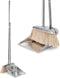Stainless Steel Broom and Dustpan Set for Home, Heavy Duty Long Handle Dustpan Broom Set for Indoor Outdoor Kitchen Use