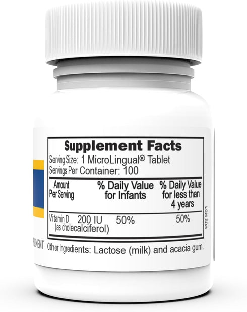 Superior Source Baby Vitamin D3 200 IU, Quick Dissolve Tablets, 100 Count, Promotes Strong Bones and Teeth, Immune Support, Healthy Muscle Function, Non-GMO
