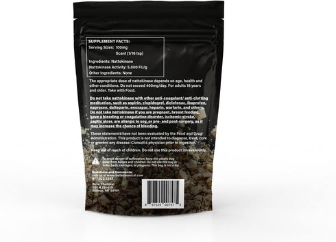 Pure Organic Nattokinase Powder - Non-GMO, Gluten Free, Vegan Bulk (100 Grams)