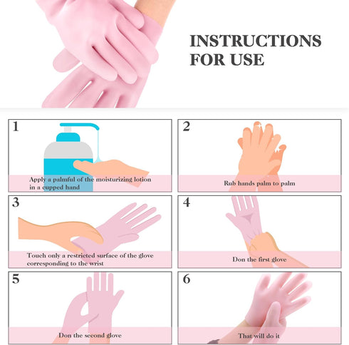 Sibba Silicone Moisturizing Gloves - 2 Pairs Spa Gel Hydrating Gloves for Women's Hand Care, Aloe Lotion Anti-Slip