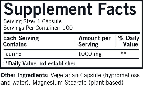 Kirkman L-Taurine, 1000 mg, Hypoallergenic