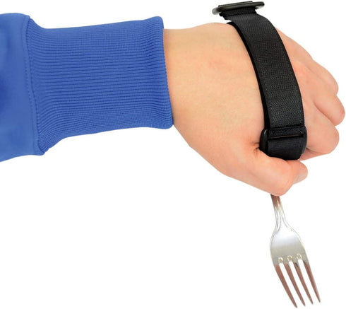 Universal Cuff Adaptive Utensil Holder, Adjustable Hand Strap for Elder Eating Assistance, Elastic Aid for Cutlery