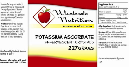 Wholesale Nutrition Potassium Ascorbate, Blend of Potassium & Vitamin C, 227 Grams