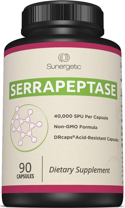 Premium Serrapeptase Enzyme Supplement, Supports Sinus Health, 40,000 SU Per Capsule, 90 Enteric Coated Capsules