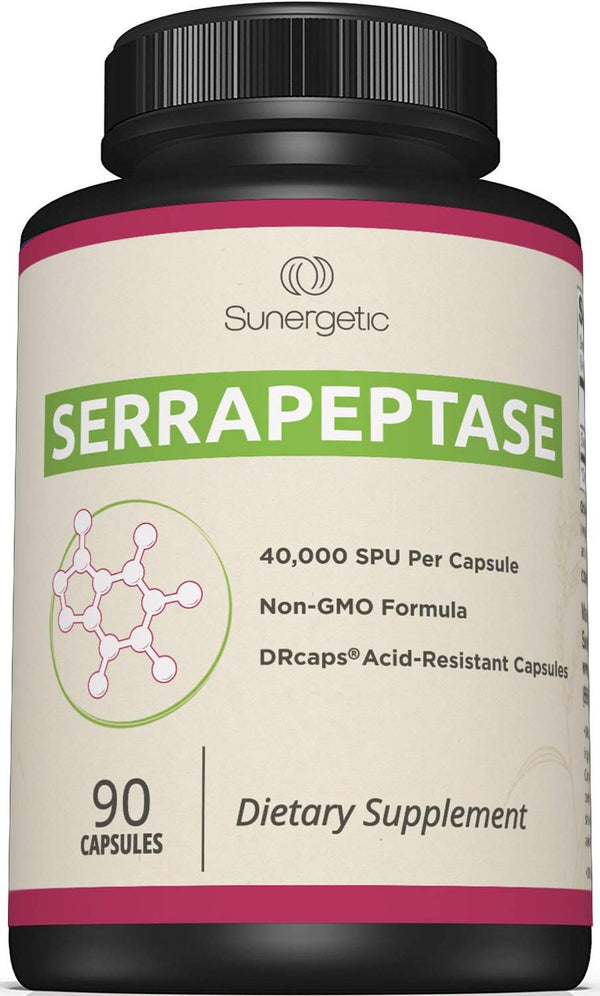 Premium Serrapeptase Enzyme Supplement, Supports Sinus Health, 40,000 SU Per Capsule, 90 Enteric Coated Capsules
