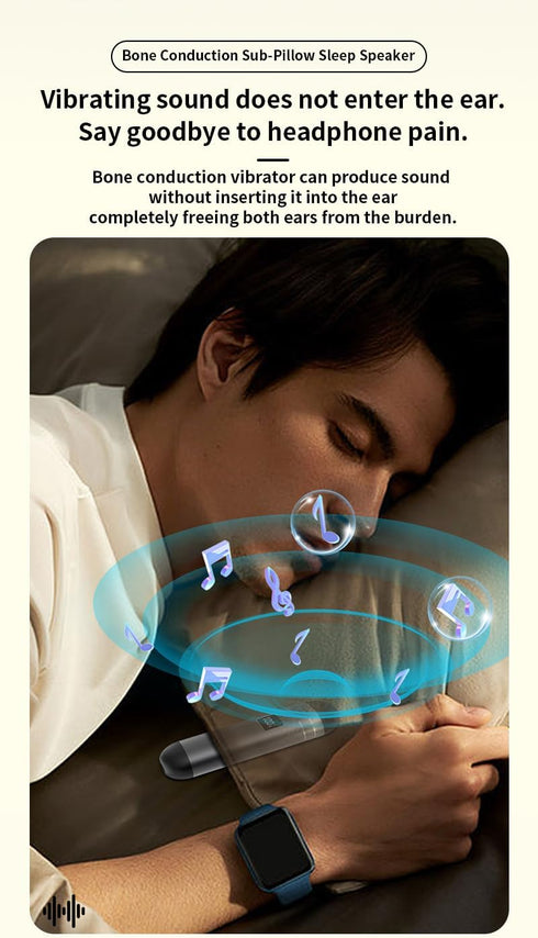 SERENAGLOW Portable Bluetooth Sound Machine with Bone Conduction Speaker, Mini Portable Sleep Aid, Bluetooth Pillow