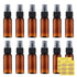 LISAPACK 1oz Amber Small Plastic Spray Bottle, 12 Pack, Mini Fine Mist Travel Size Atomizer, Brown