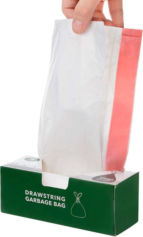 Magesh 4 Gallon Small Drawstring Trash Bags, 30 Counts, White