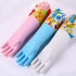 Bamllum 3 Pairs Rubber Cleaning Gloves - Household Kitchen Dishwashing Gloves with Cotton Lined, Long Cuff, Reusable