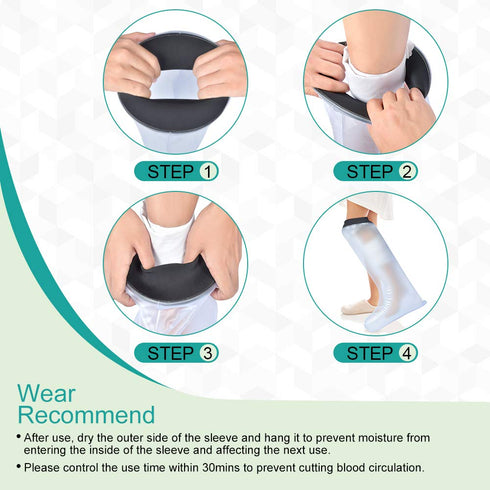 Leg Cast Cover for Shower and Bath, Waterproof Cast Protector for Adult Leg, Reusable Sealed Watertight Bag