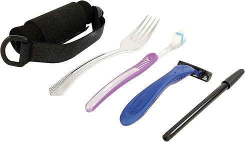 Disabled Eating Aids Utensil Holders, Adjustable Nylon Gripping Strap for Spoon and Fork for Limited Mobility