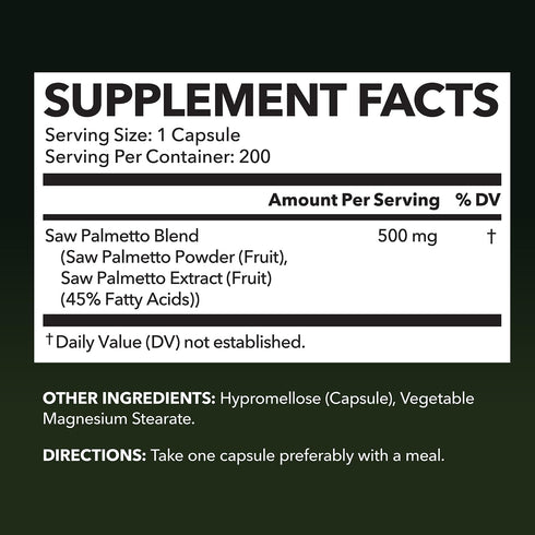 Saw Palmetto For Men Prostate Supplement - Potent Support for Men's Health, Over 6 Month Supply