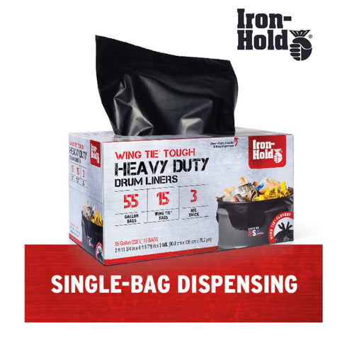 Contractor Trash Bags, 45 Gallon, 18 Bags, Wing Tie Closure, 3 MIL Thick, Gusseted Bottom, Heavy Duty Black Garbage Bags