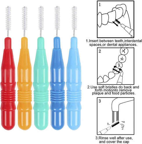 ewinever 50 Count Interdental Brush - Toothpicks Tooth Flossing Head for Oral Dental Hygiene (3 Sizes)