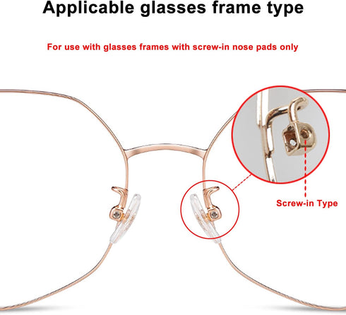 Eyeglasses Nose Pads, Upgraded Soft Silicone Air Chamber, 6 Pairs of Screw-in 15mm Nose Pad Set
