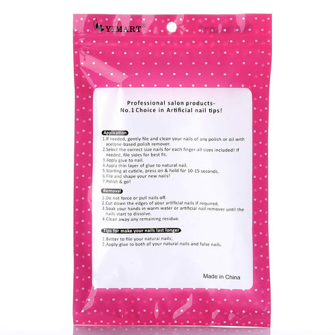 Yimart 500pcs Natural French Acrylic Style Artificial False Nails Tips with Box (Natural)