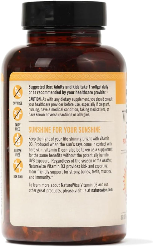 NatureWise Vitamin D3 1000iu (25 mcg) Healthy Muscle Function, and Immune Support, Non-GMO, Gluten Free in Cold-Pressed Olive Oil, Packaging Vary ( Mini Softgel), 360 Count