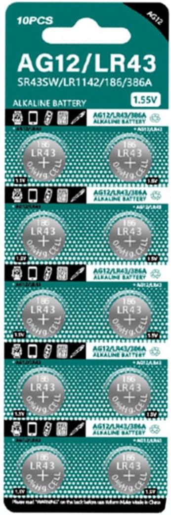 JUNINXIU AG12 Battery L1142 Battery LR43 Battery SR43 D386 D301 186 SR43 1.5v