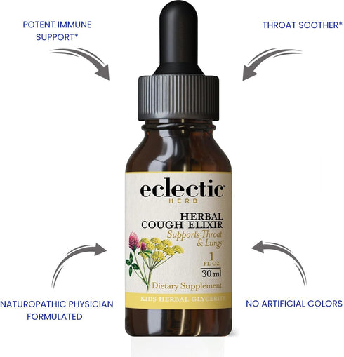 Eclectic Institute Kids Herbal Cough Elixir, Black Cherry Flavored, 1 fl oz