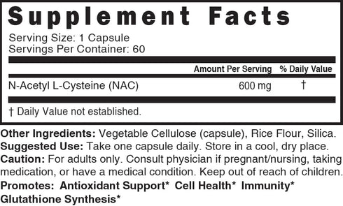 Nature's Fusions NAC Supplement N-Acetyl Cysteine - (2 Pack) NAC 600 mg - Anti Aging Supplement, Antioxidant Supplement, Liver and Lung Support, Boost Glutathione - N Acetyl Cysteine (120 Capsules)