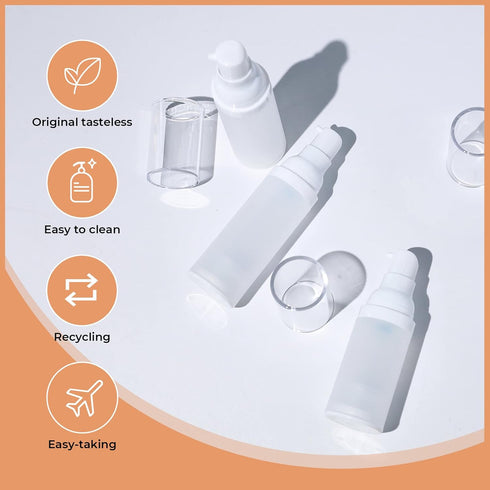 LONGWAY 1.7oz 50ml Airless Cosmetic Cream Pump Bottle, Travel Size Dispenser for Shampoo, Pack of 6, Frosted