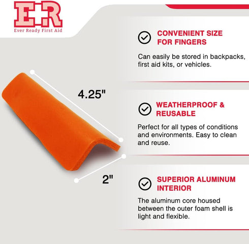 Ever Ready First Aid Padded Aluminum Finger Splints - 10 Pack - 4" x 2"