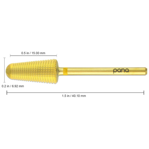 Upgraded PANA Volcano Nail Carbide Bit, Two Way Rotate for Manicure Drill Machine - 3/32" (Extra Fine - XF, GOLD)