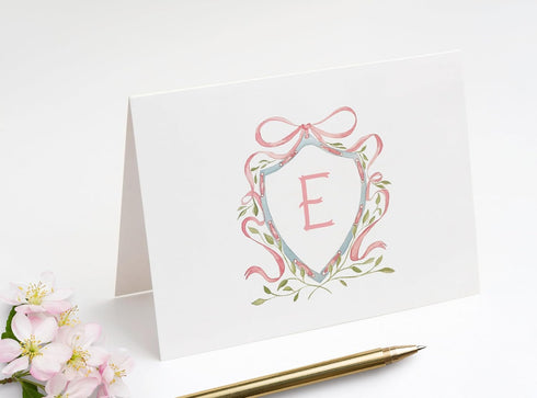 Personalized Baby Shower Thank You Cards - Pink Watercolor Monogram