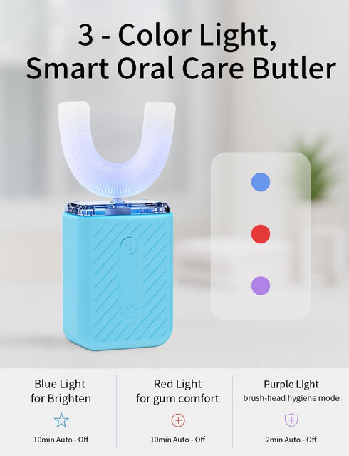 WILDWELLO 4 60-Second U-Shaped Electric Toothbrush, Modes, Clean, Magnetic Contact Charging, Travel-Friendly