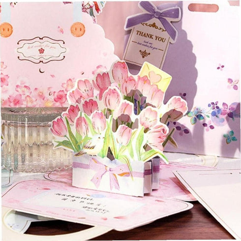 Zhuluck 3D Pink Mother'S Day Up Cards Anniversary Up Cards Gift For Birthday Anniversary Wedding