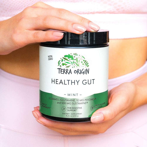 TERRA ORIGIN Healthy Gut Mint Flavor | 30 Servings with L-Glutamine, Zinc, Glucosamine, and More!