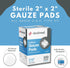 Dealmed 2’’ x 2’’ Sterile Gauze Pads, 100 Count, Disposable and Individually Wrapped for First Aid