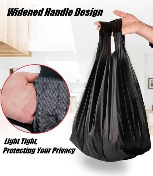 jixik 100 Count Trash Bags, 5 Gallon Garbage Bags with Handles, Unscented Black for Kitchen, Bedroom, Bathroom