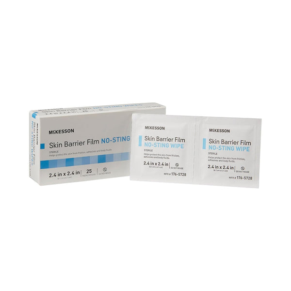 McKesson Skin Barrier Film, Sterile No Sting Body Wipe, Individual Packet, 25 Wipes