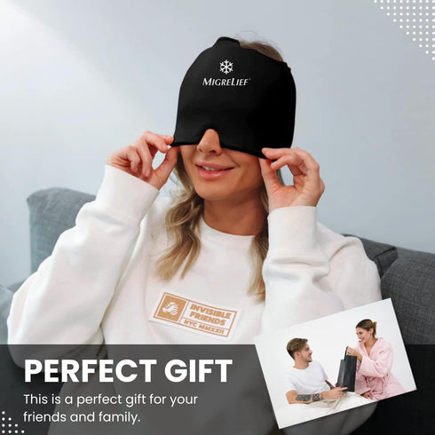 Migrelief Migraine Relief Cap - Black Ice Cap for Migraines and Headaches with 360 Degree Coverage - One Size